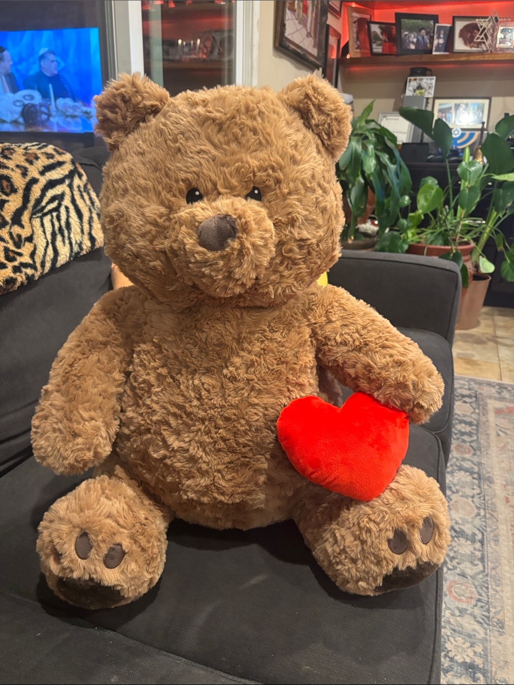 Giggle Scope Brown Teddy Bear Holding Red Heart 24 inches